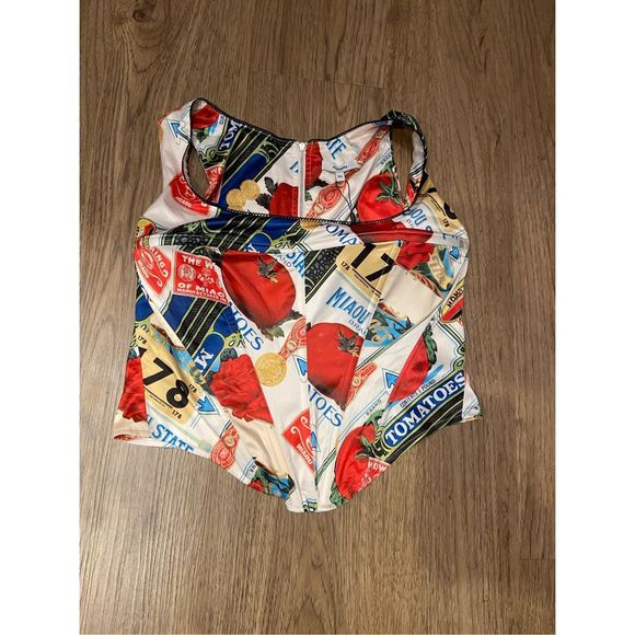 Miaou Campbell Satin Corset Figaro Italy Print Size 1XL NWT $269 - Picture 3 of 6